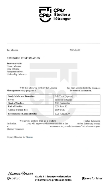 Admission Certificate 1