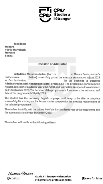 Admission Certificate 5