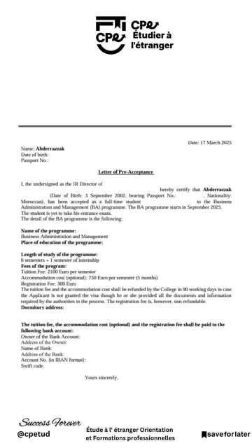 Admission Certificate 8